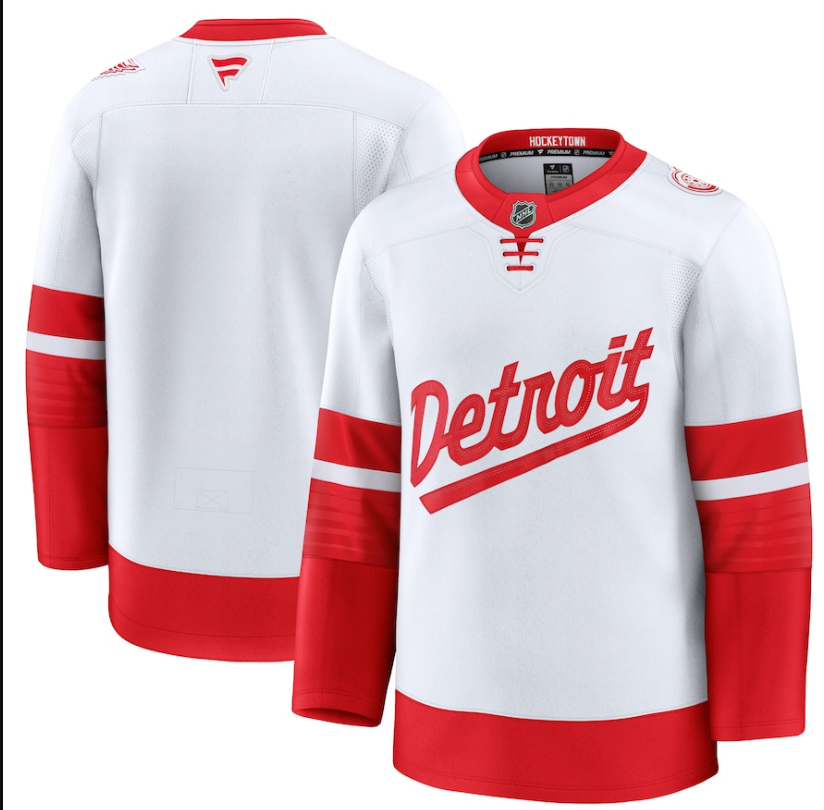 Men Detroit Red Wings Fanatics White 2025 NHL Stadium Series Premium Jersey